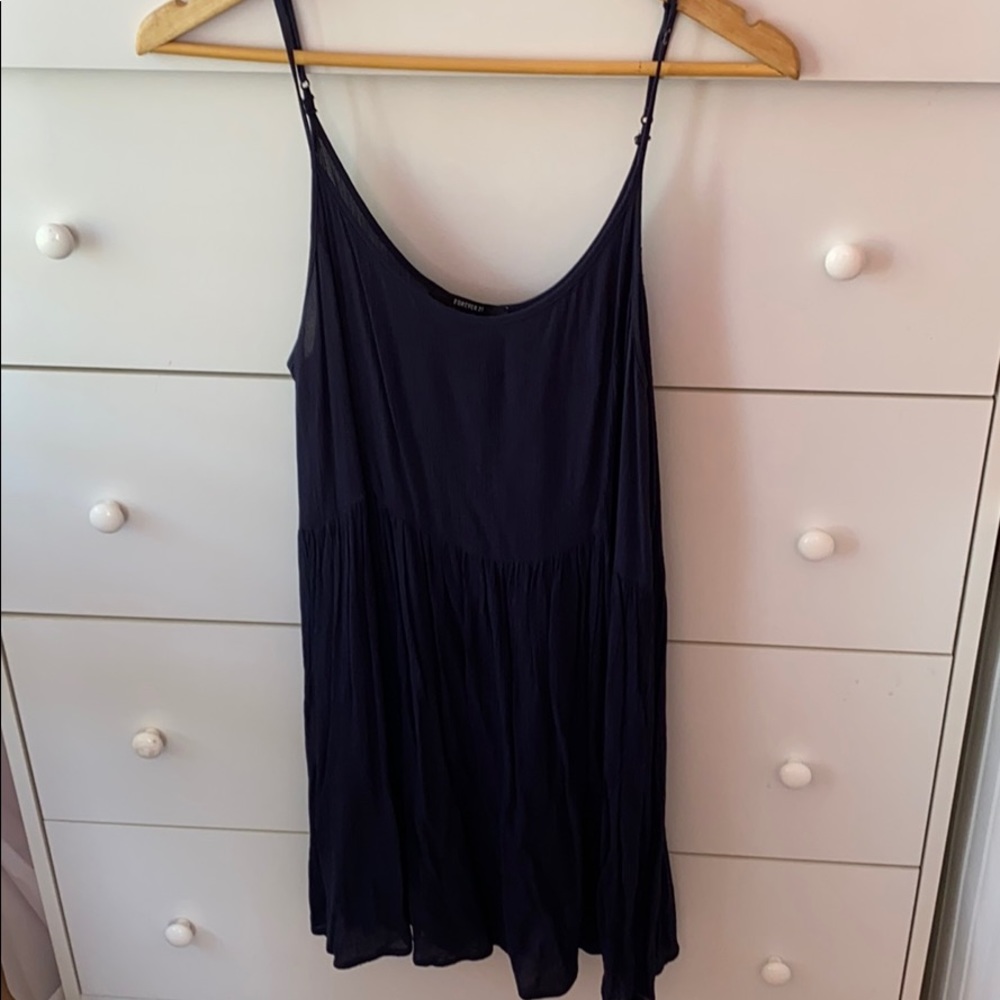 NAVY BLUE FLOWY DRESS W ADJUSTABLE STRAPS